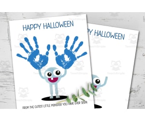 Monster Handprint Art, Kids Halloween Craft, Homeschool Activity