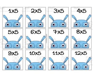 Monster Multiplication Colored Cards x5