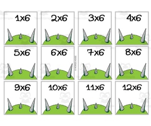 Monster Multiplication Colored Cards x6