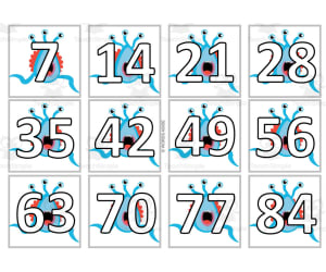 Monster Multiplication Colored Cards x7