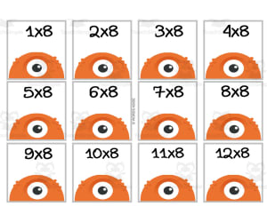 Monster Multiplication Colored Cards x8