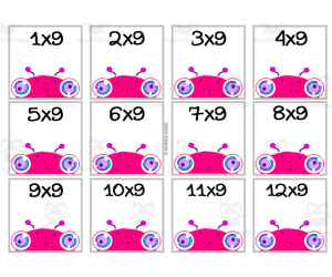 Monster Multiplication Colored Cards x9