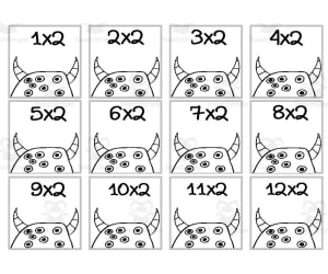 Monster Multiplication Custom Craft Cards x2