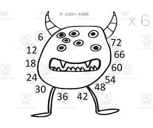 Monster Multiplication Repeated Addition Mats Set 7