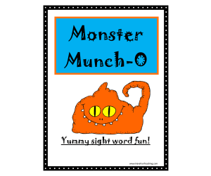 Monster Munch-O Sight Word BINGO