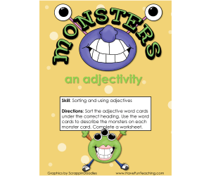 Monsters an Adjectivity Adjectives Activity
