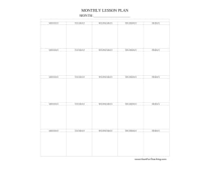 Monthly Lesson Plan Template