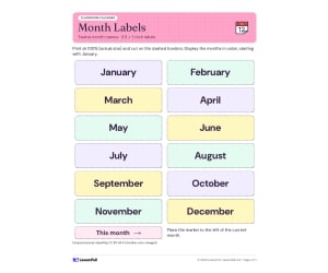 Months of the Year – Printable Labels Set