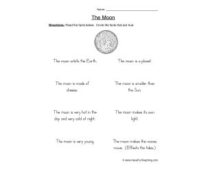 Moon True or False Worksheet