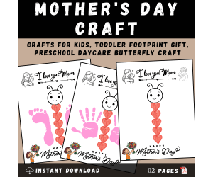 Mother's Day Craft Butterfly Footprint Art |Toddler Preschool Keepsake