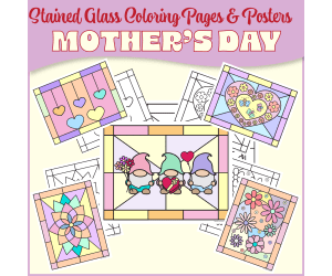 Mother's Day Stained Glass Coloring Pages & Posters