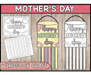 Mother's Day Windsock Craft | Mother's Day Coloring Activity