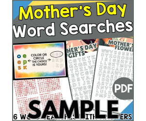 Mother's Day Word Search: 1 Page Sample (PDF)