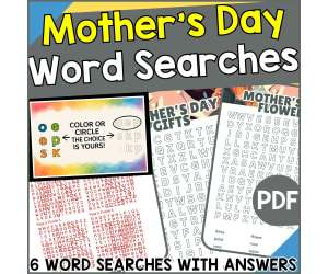 Mother's Day Word Searches (PDF)