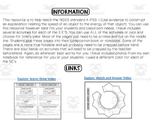 Motion Energy Interactive Notebook