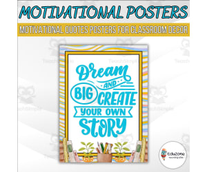 Motivational classroom quote poster: Set your goals and go for it!