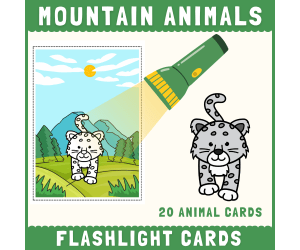 Mountain Habitat animals flashlight cards hidden picture activity