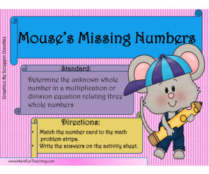Mouses Missing Numbers Multiplication Division Activity