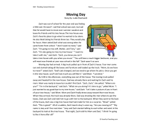 Moving Day Reading Comprehension Worksheet