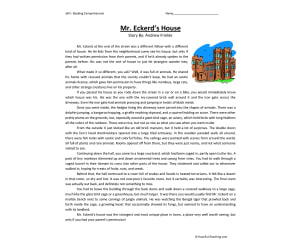 Mr Eckerd's House Reading Comprehension Worksheet