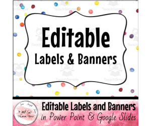 Multicolored Confetti Too! Editable Labels and Banner Flags