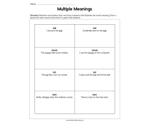 Multiple Meanings Worksheet