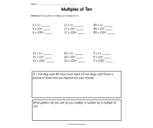 Multiples of Ten Worksheet
