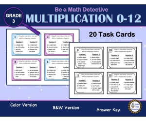 Multiplication 0-12 Task Cards | Math Detectives