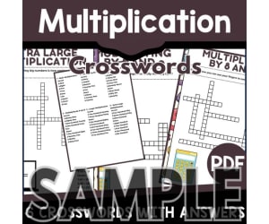 Multiplication Crossword: 1 Page Sample (PDF)