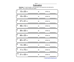 Multiplication Estimation Worksheet