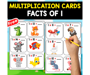 MULTIPLICATION FACTS OF 1 | 20 FREE FLASHCARDS