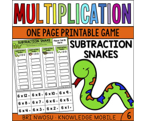 Multiplication Facts - Six Printable Game