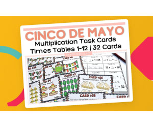 Multiplication Task Cards Cinco de Mayo Math Activity Times Tables