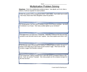Multiplication Word Problem Solving Worksheet