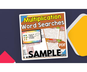 Multiplication Word Search: 1 Page Sample (PDF)
