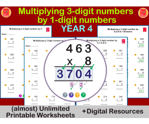 Multiply a 3-digit by a 1-digit number using the Standard Algorithm