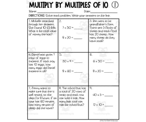 Multiply by Multiples of 10 Homework Worksheets