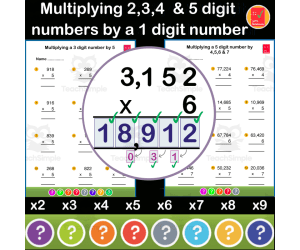 Multiply multi-digit numbers by 1-digit numbers - standard algorithm