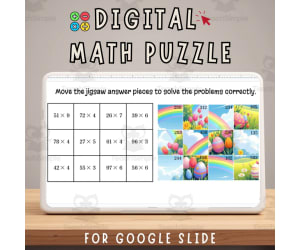 Multiply Puzzle 2digit x 1digit Easter Version, Digital & Printable