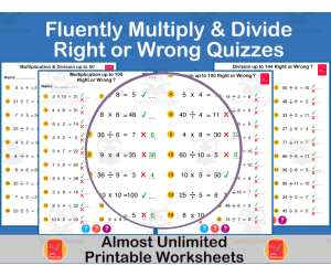 Multiplying and Dividing Numbers within 100 - Multi-level quizzes