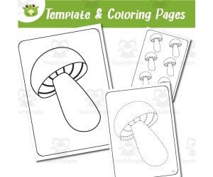 Mushroom Coloring, Template & Tracing Set | Nature-Themed Printable fo