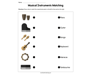 Musical Instrument Matching Worksheet