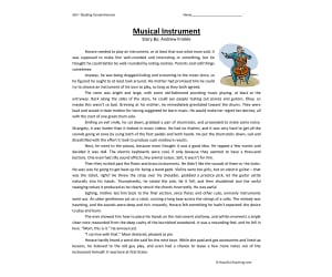 Musical Instruments Reading Comprehension Worksheet