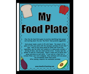 My Food Plate Nutrition Activity