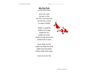 My Pet Fish Reading Comprehension Worksheet
