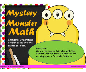 Mystery Monster Math Unknown Factors Activity