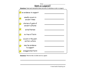 Myths Legends Worksheet