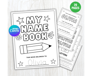 Name Tracing Practice Writing Worksheets Preschool Activities Workbook