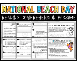 National Beach Day Reading Comprehension Passage & Questions