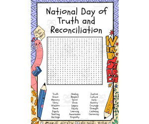 National Day of Truth and Reconciliation word search puzzle worksheet
